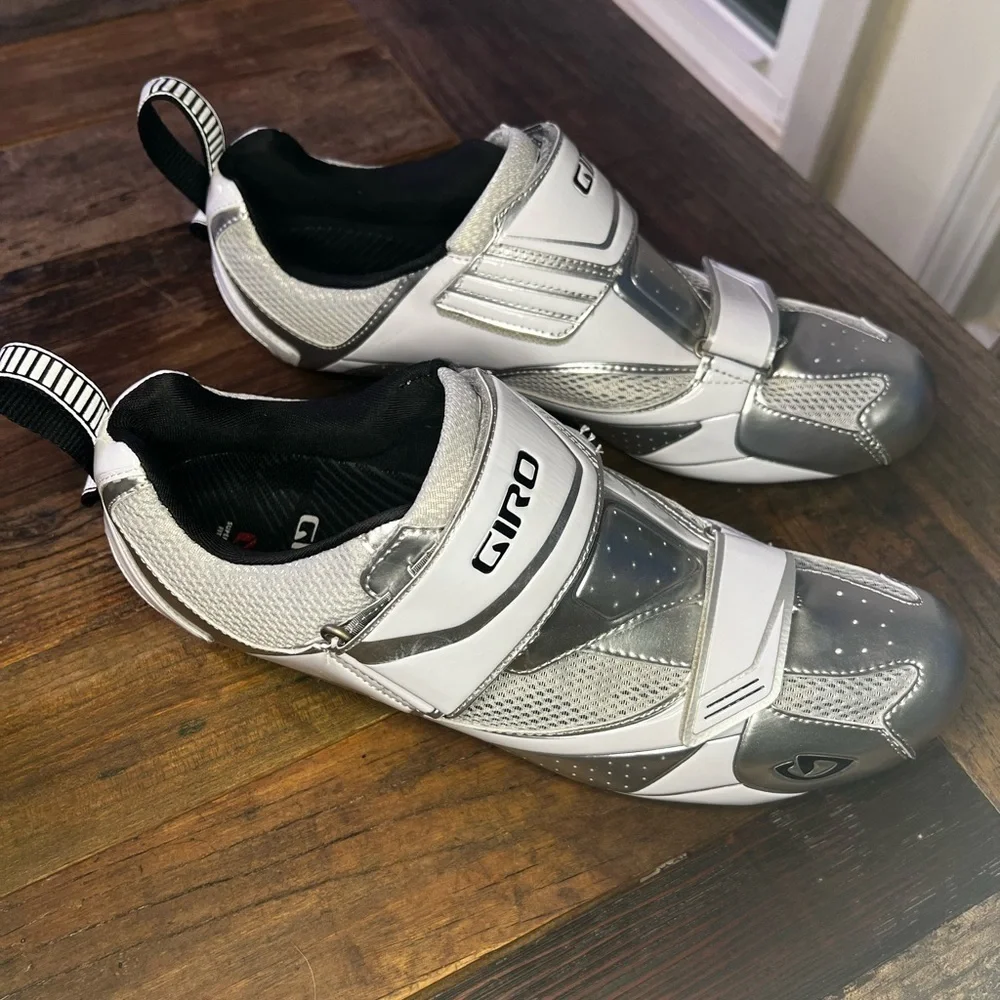 Giro Mele Tri Shoes, cycling shoes chrome & white, great shape (MB2)